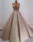 Glitter Tulle Ball Gown Strapless Dress