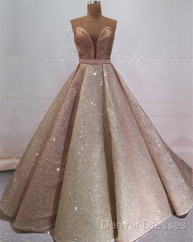 Glitter Tulle Ball Gown Strapless Dress