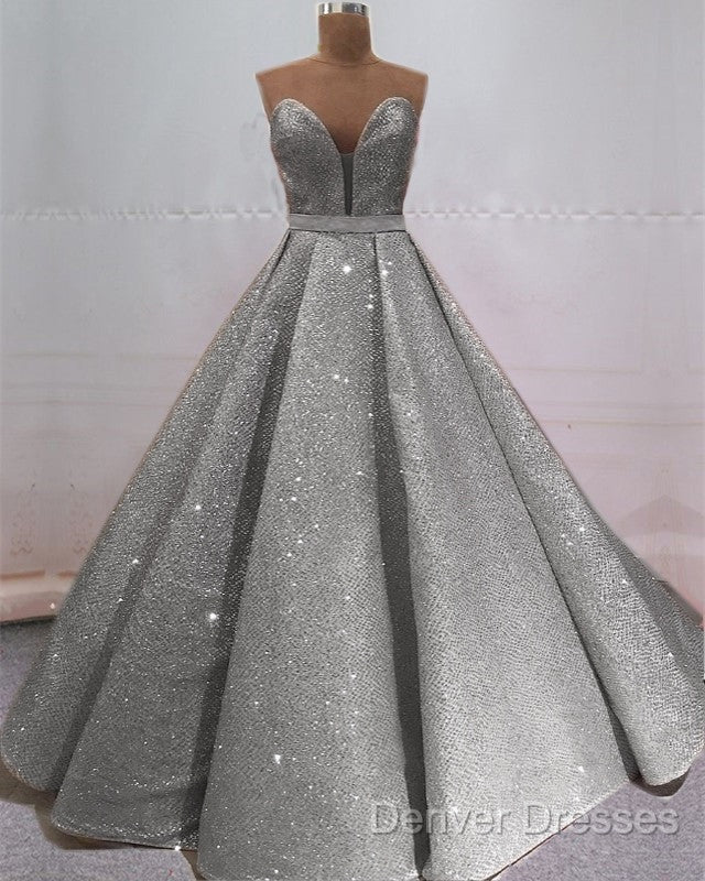 Glitter Tulle Ball Gown Strapless Dress