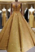 Glitter Tulle Ball Gown Strapless Dress