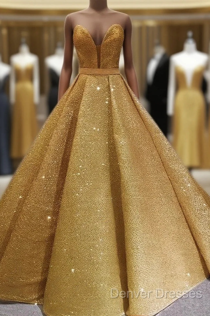 Glitter Tulle Ball Gown Strapless Dress