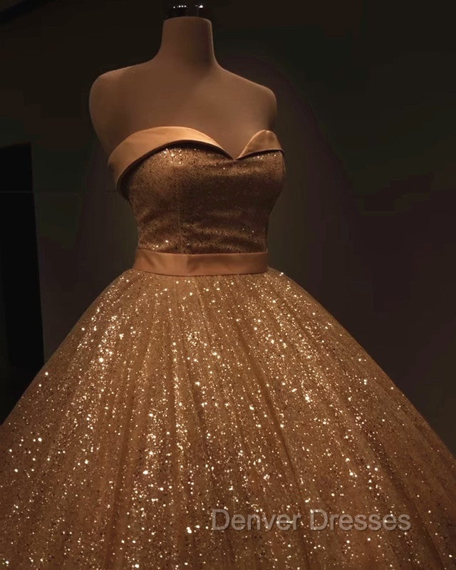 Glitter Tulle Prom Dress Sweetheart Ball Gown