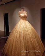 Glitter Tulle Prom Dress Sweetheart Ball Gown