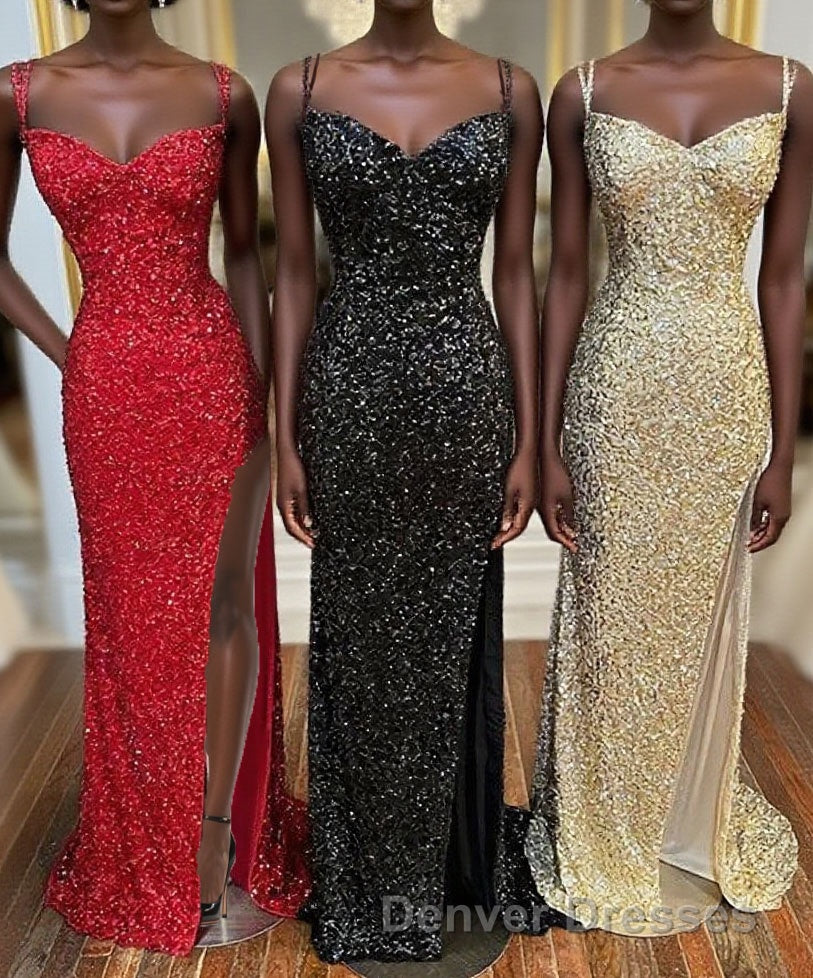 Glitters Mermaid Sequin Long Formal Dress with Slit,Best Prom Dress Main image