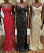 Glitters Mermaid Sequin Long Formal Dress with Slit,Best Prom Dress