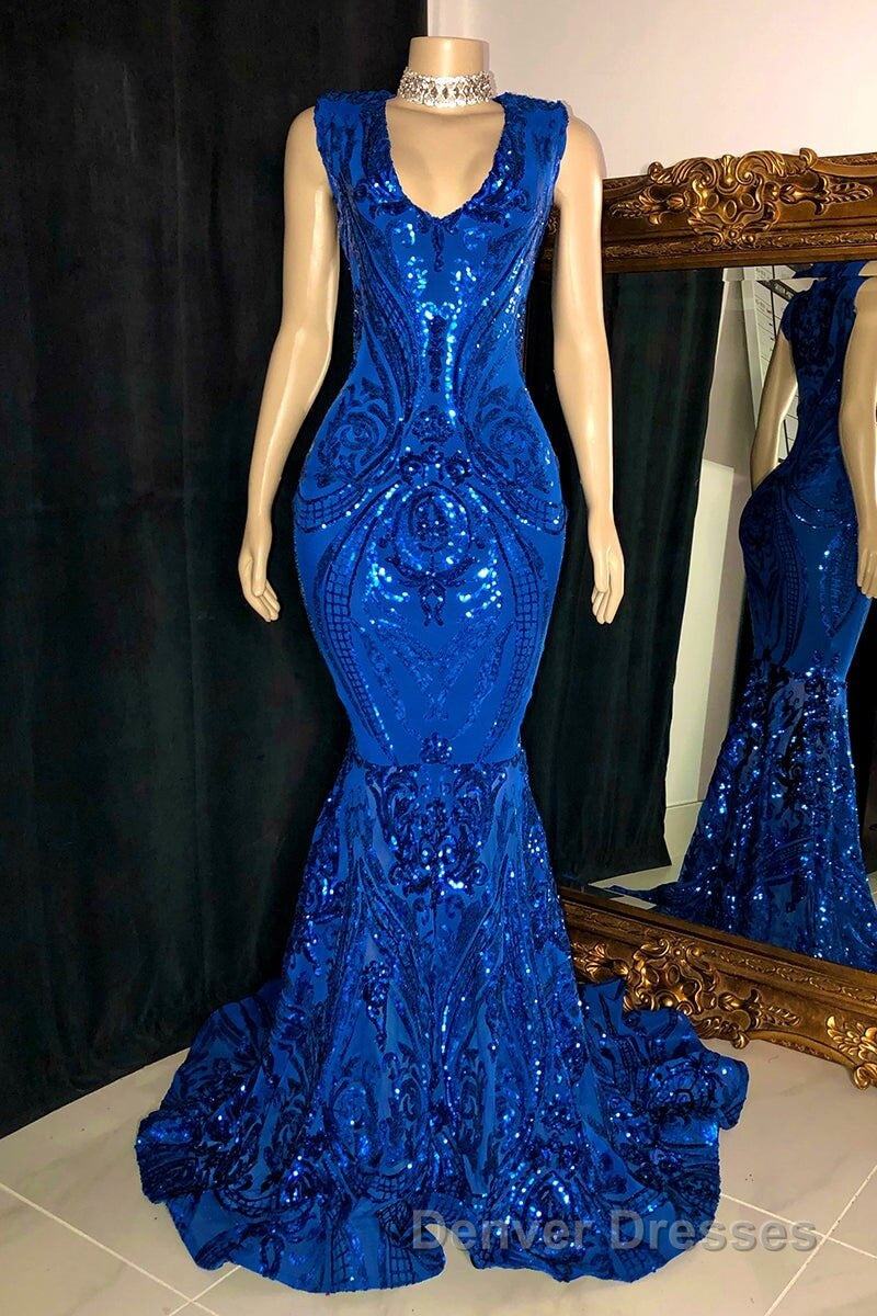 Glittery Long Red Mermaid Sleeveless Prom Dress Sequin