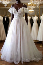 Glorious Cold-shoulder Chapel Train Wedding Dress