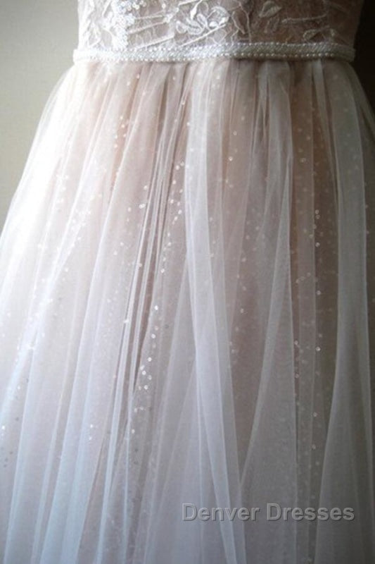 Glorious Cold-shoulder Chapel Train Wedding Dress