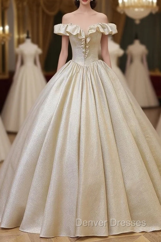 Gold Ball Gown Off the Shoulder Quinceanera Dress Main image