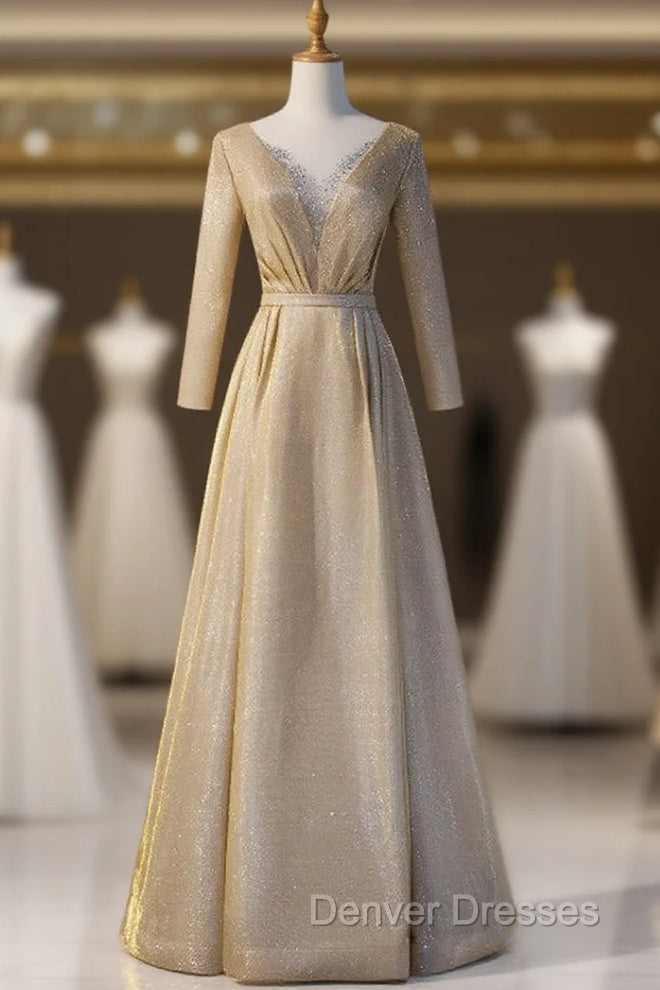 Gold Illusion V-neck Beading Short Sleeve Prom Dress