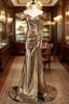Gold Mermaid Sequins Off the Shoulder Pleats Prom Dress