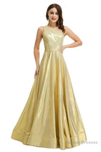 Gold Satin One Shoulder With Split Prom Dresses