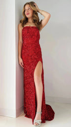Gold Sequin Strapless Backless Mermaid Prom Dress