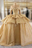 Gold Sequins Off the Shoulder Beading Prom Dress