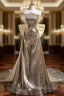Gold Sequins Strapless Pleats Prom Dress With Bow