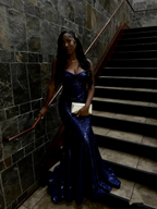 Gold Sequin Mermaid Long Prom Gown Evening Dress