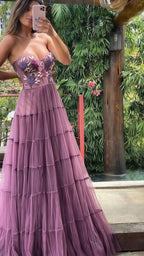 Gorgeous A Line Embroidery Prom Dress, Lace Long Prom Dress Formal Beads Evening Dress