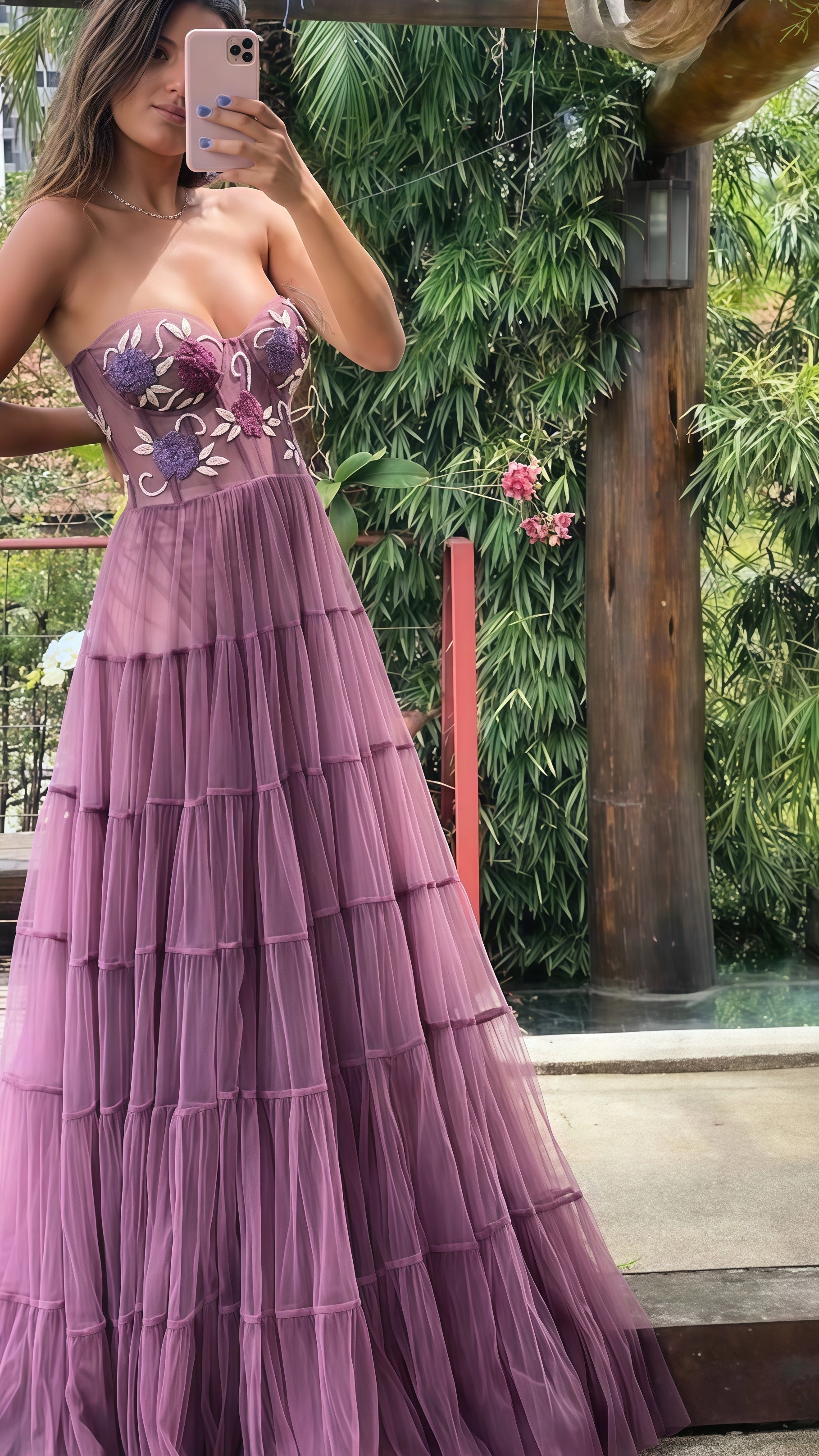 Gorgeous A Line Embroidery Prom Dress, Lace Long Prom Dress Formal Beads Evening Dress Main image