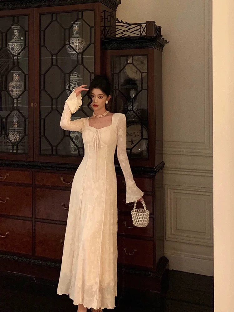 Gorgeous A Line Long Sleeves White Lace Date Night Dress Prom Dress Birthday Outfits Main image