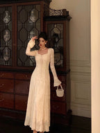 Gorgeous A Line Long Sleeves White Lace Date Night Dress Prom Dress Birthday Outfits