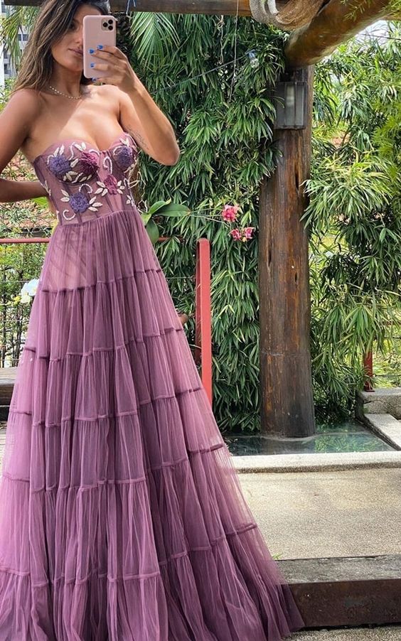 Gorgeous A Line Prom Dress,Lace Long Prom Dress Formal Beads Evening Dress Main image