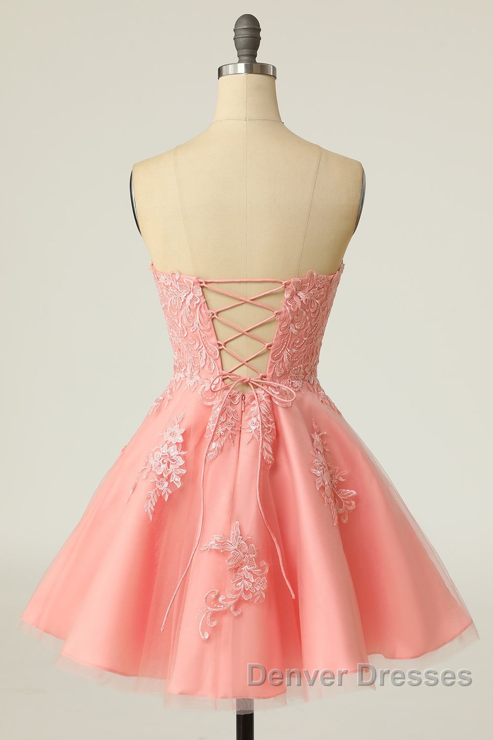 Gorgeous Pink A-Line Short Mini Tulle Homecoming Dress With Appliques Secondary image