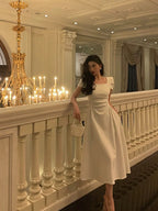 Gorgeous A Line Short Sleeves White Date Night Dress Prom Dress Birthday Outfits