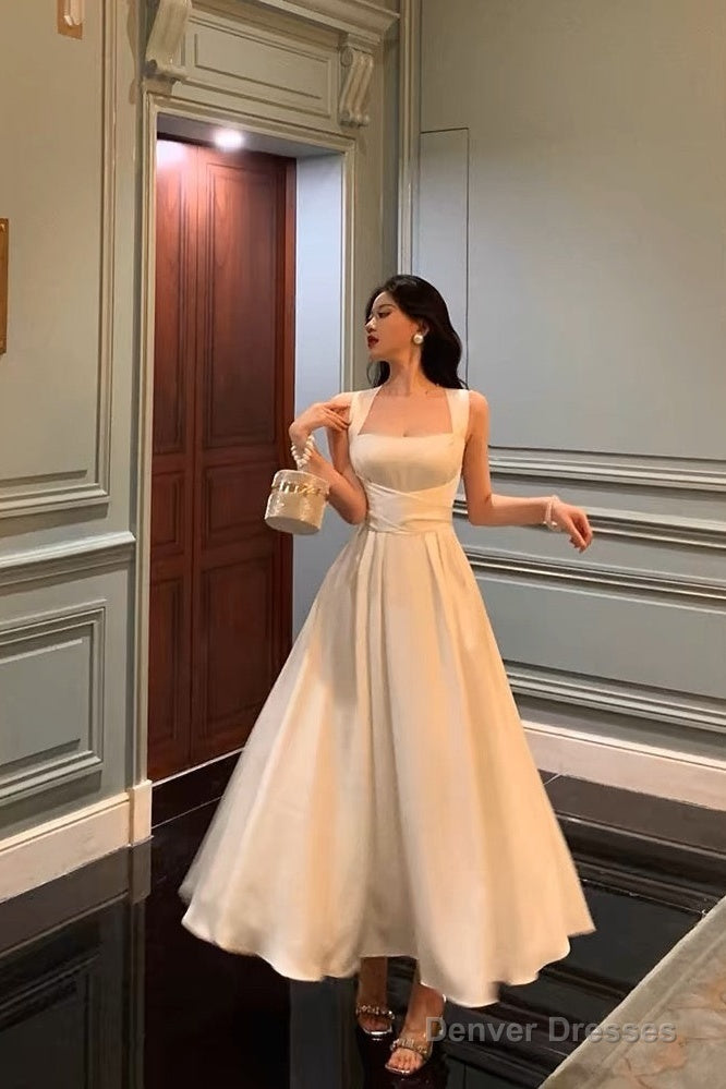 Gorgeous A Line Sleeveless White Date Night Dress Prom Dresses Birthday Outfits Main image