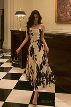 Gorgeous A Line Spaghetti Straps Black Date Night Dress Prom Dresses Birthday Outfit