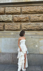Gorgeous  A-Line Strapless Satin Long Prom Dress Formal Evening Dress