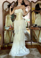 Gorgeous  A-Line Strapless Chiffon Long Prom Dress Formal Evening Dress