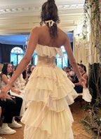 Gorgeous  A-Line Strapless Chiffon Long Prom Dress Formal Evening Dress