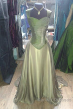 Gorgeous A Line Straps Floor Length Satin Retro Evening Dress Prom Dress