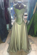 Gorgeous A Line Straps Floor Length Satin Retro Evening Dress Prom Dress