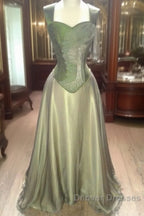 Gorgeous A Line Straps Floor Length Satin Retro Evening Dress Prom Dress