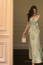 Gorgeous A Line Straps Mint Green Date Night Dress Prom Dresses With Ruffles Party Dress Birthday Outfits