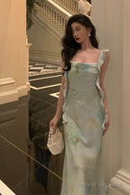 Gorgeous A Line Straps Mint Green Date Night Dress Prom Dresses With Ruffles Party Dress Birthday Outfits
