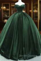 Gorgeous Ball Gown Green Satin Quinceanera Dress, Green Sweetheart Formal Dress