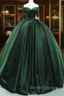 Gorgeous Ball Gown Green Satin Quinceanera Dress, Green Sweetheart Formal Dress