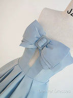 Gorgeous Balll Gown Sweetheart Blue Satin Long Evening Dress Prom Dress