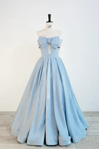 Gorgeous Balll Gown Sweetheart Blue Satin Long Evening Dress Prom Dress