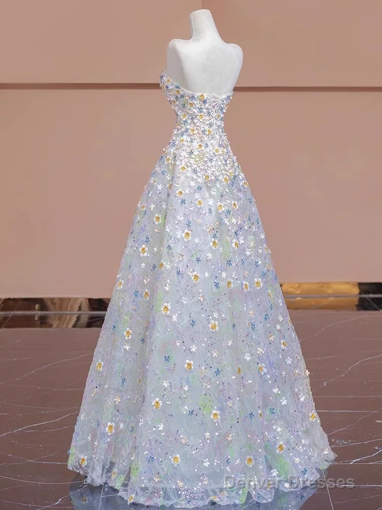 Gorgeous Balll Gown Sweetheart Floral Tulle Long Evening Dress Prom Dresses Secondary image