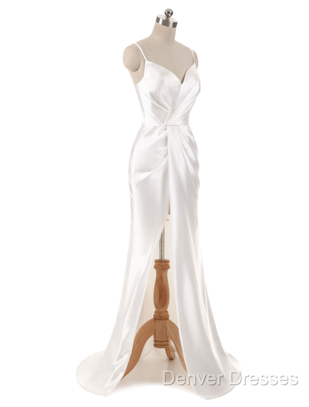 Gorgeous Beach Wedding Dress Mermaid Sleeveless Evening Dress V Neck Straps Split Ivory Bridal Gown With Court Train Secondary image