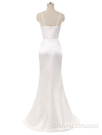 Gorgeous Beach Wedding Dress Mermaid Sleeveless Evening Dress V Neck Straps Split Ivory Bridal Gown With Court Train