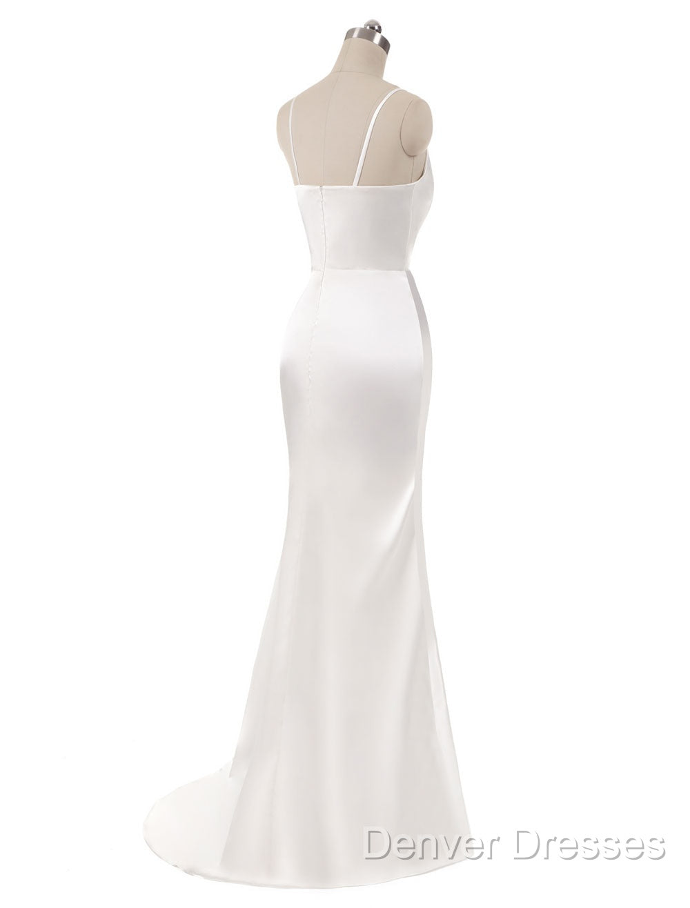 Gorgeous Beach Wedding Dress Mermaid Sleeveless Evening Dress V Neck Straps Split Ivory Bridal Gown With Court Train