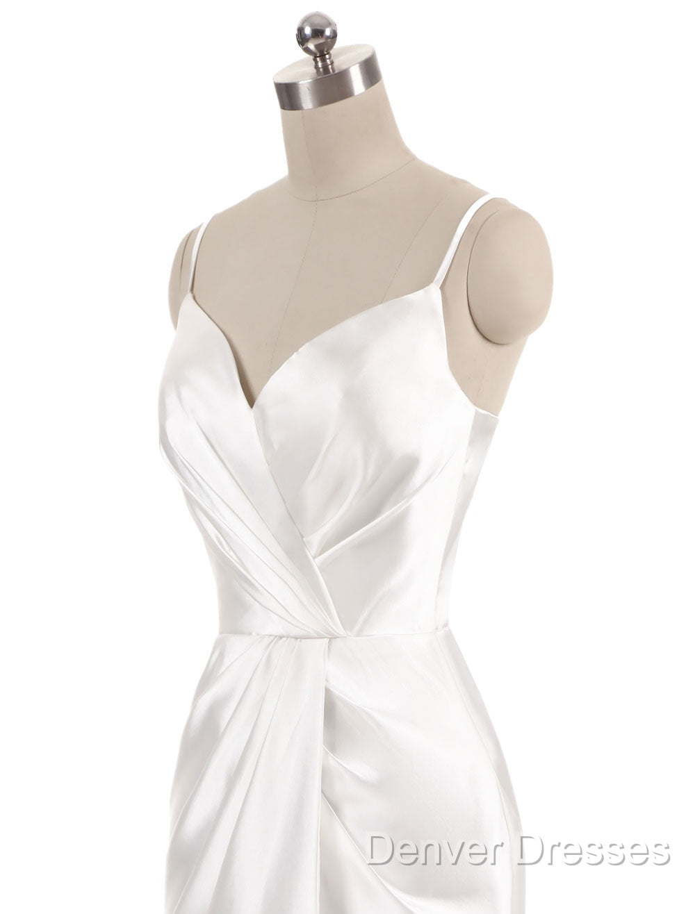 Gorgeous Beach Wedding Dress Mermaid Sleeveless Evening Dress V Neck Straps Split Ivory Bridal Gown With Court Train