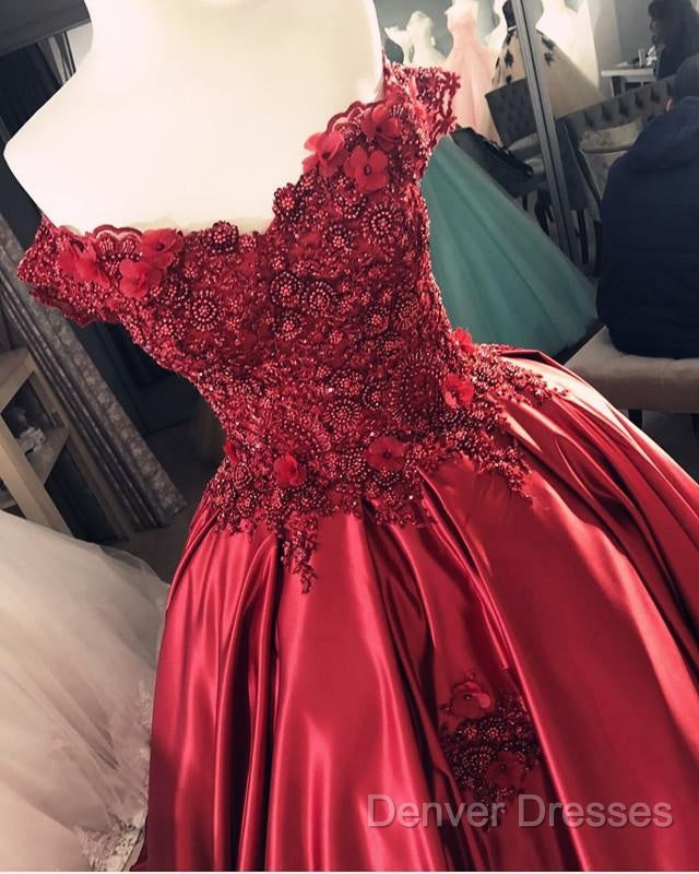 Gorgeous Beaded Lace V Neck Off Shoulder Long Burgundy Prom Dress