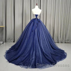Gorgeous Blue Ball Gown Sweet 16 Party Dress Handmade Formal Gown Off Shoulder Prom Dress