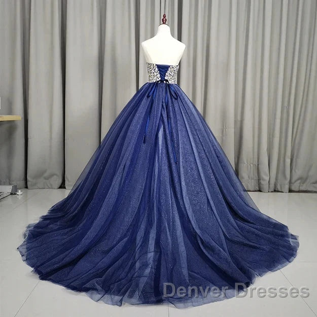 Gorgeous Blue Ball Gown Sweet 16 Party Dress Handmade Formal Gown Off Shoulder Prom Dress