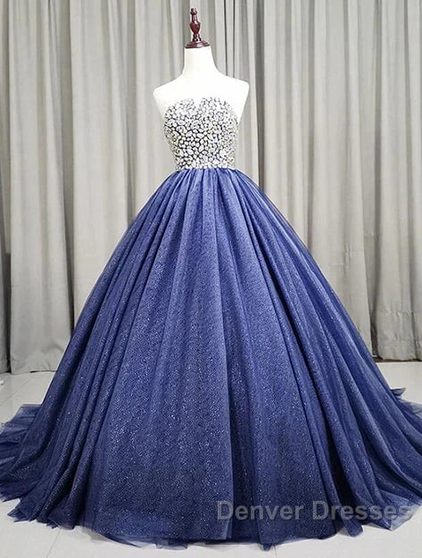 Gorgeous Blue Ball Gown Sweet 16 Party Dress Handmade Formal Gown Off Shoulder Prom Dress